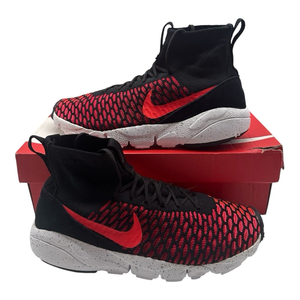 Nike Air Footscape Magista Flyknit Shoes Mens 8.5 Red Black Sneakers 816560-002
